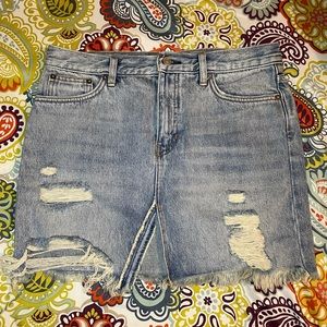 Distressed blue Jean skirt